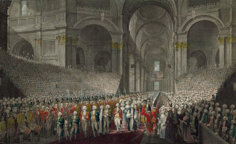 Königliche Prozession in der St. Pauls-Kathedrale am Georgstag, 1789 von English School