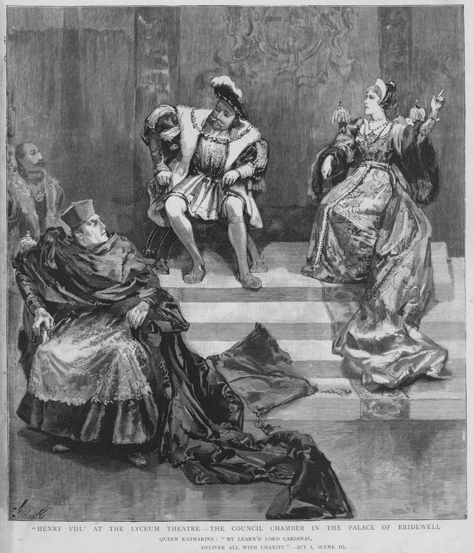 Szene aus einer Produktion von Shakespeares Heinrich VIII im Lyceum Theater, London von English School