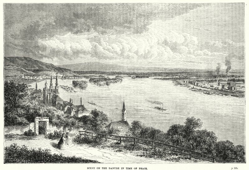 Szene an der Donau in Friedenszeiten von English School