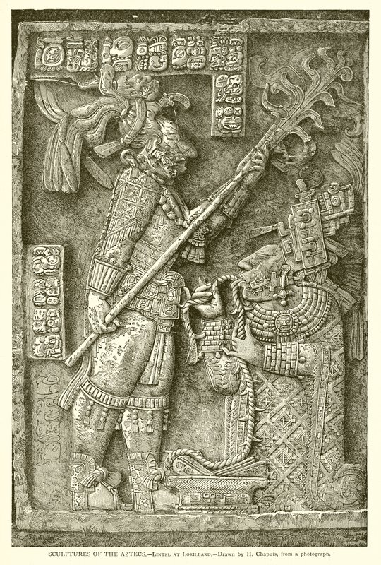 Skulpturen der Azteken.--Sturz in Lorillard (Gravur) von English School
