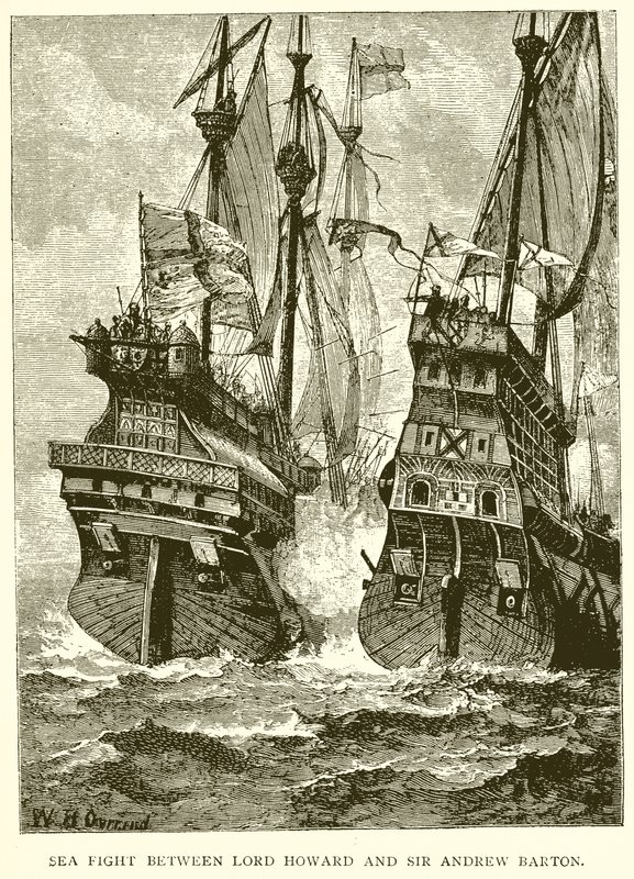 Seeschlacht zwischen Lord Howard und Sir Andrew Barton von English School