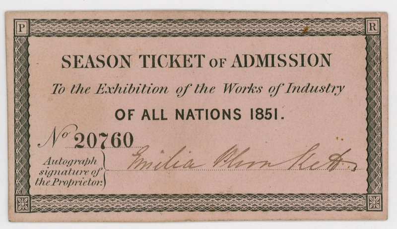 Saisonkarte für den Eintritt zur Großen Ausstellung von 1851 von English School