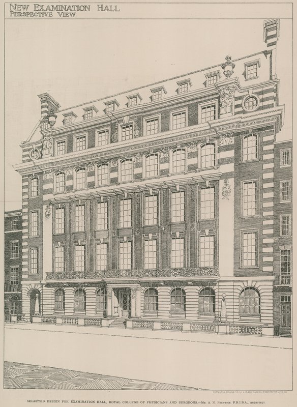 Ausgewählter Entwurf für die Prüfungshalle, Royal College of Physicians and Surgeons von English School