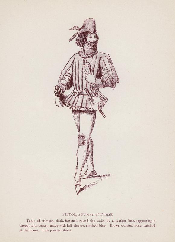 Shakespeares Die lustigen Weiber von Windsor: Pistol, ein Anhänger von Falstaff (Lithographie) von English School