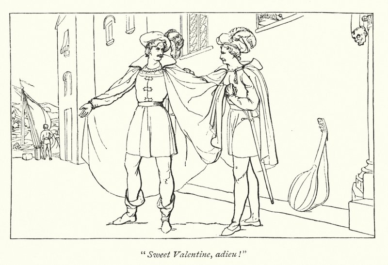 Die zwei Herren aus Verona; Der Abschied von Valentin und Proteus (Stich) von English School