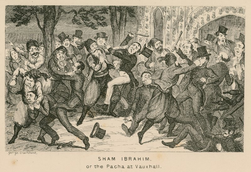 Sham Ibrahim oder der Pascha in den Vauxhall-Gärten, London von English School