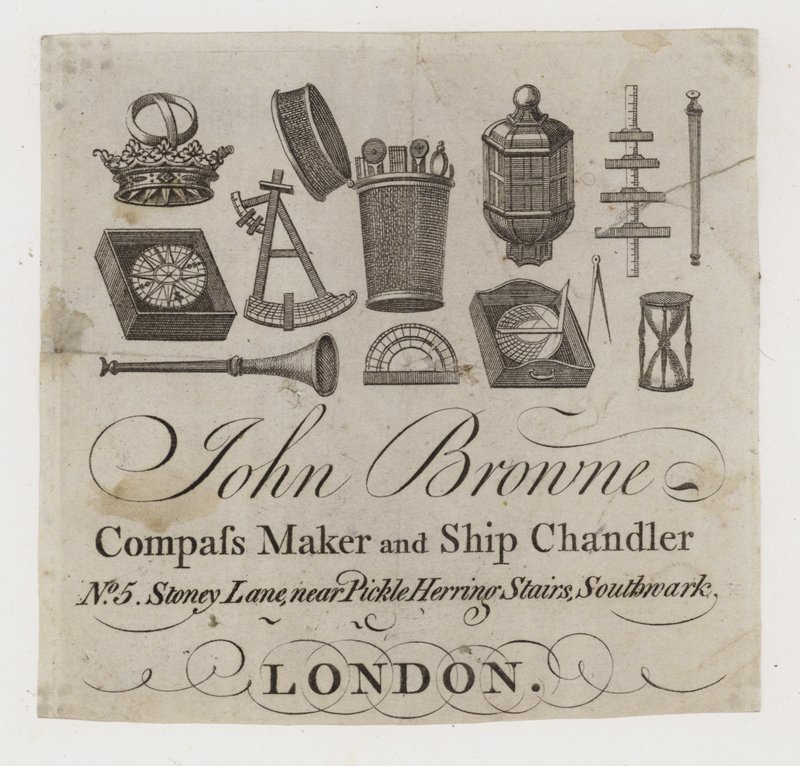 Schiffsausrüster, John Browne, Visitenkarte von English School
