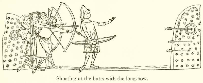 Schießen auf die Butts mit dem Langbogen von English School