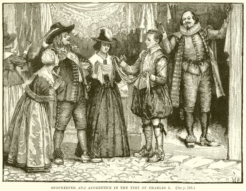 Ladenbesitzer und Lehrling zur Zeit von Charles I. von English School