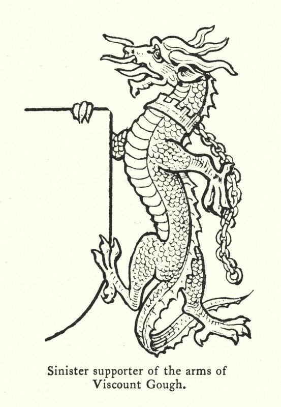 Unheimlicher Unterstützer der Waffen von Viscount Gough (Gravur) von English School