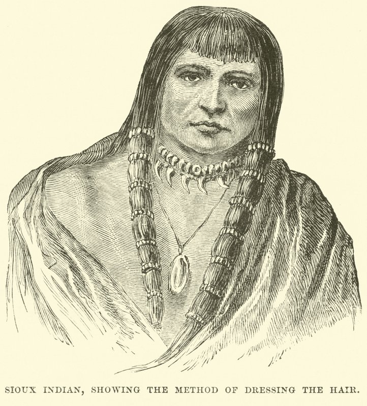 Sioux-Indianer, zeigt die Methode des Haarstylings von English School