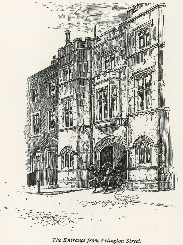 Sir John Penders Haus, der Eingang von der Arlington Street, London von English School