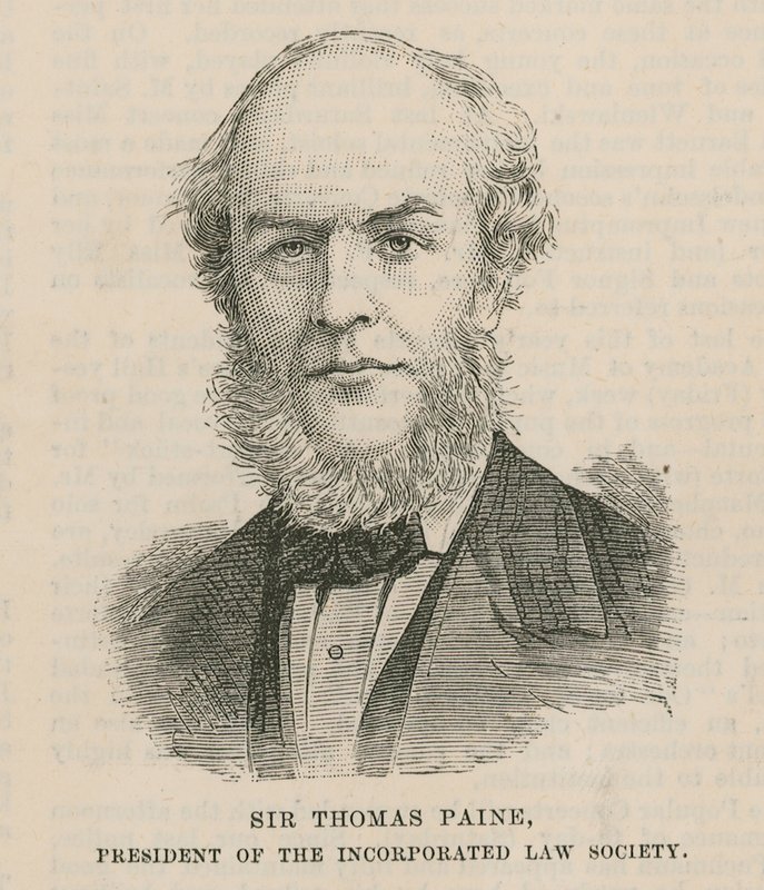 Sir Thomas Paine, Präsident der Incorporated Law Society von English School