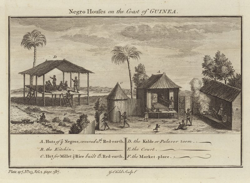 Sklavenhäuser an der Küste von Guinea von English School