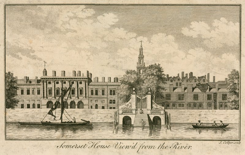Somerset House, The Strand, London, von der Themse aus gesehen von English School