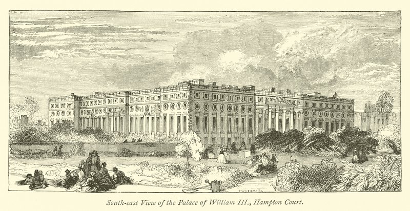 Südostansicht des Palastes von Wilhelm III., Hampton Court von English School