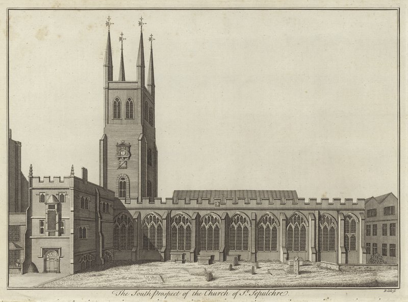 Südansicht der Kirche St Sepulchre, London von English School