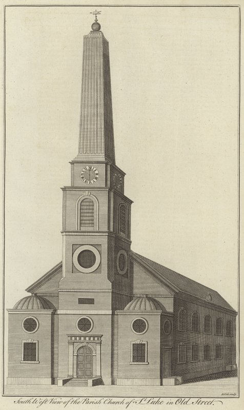 Südwestansicht der Pfarrkirche St. Luke in Old Street, London von English School