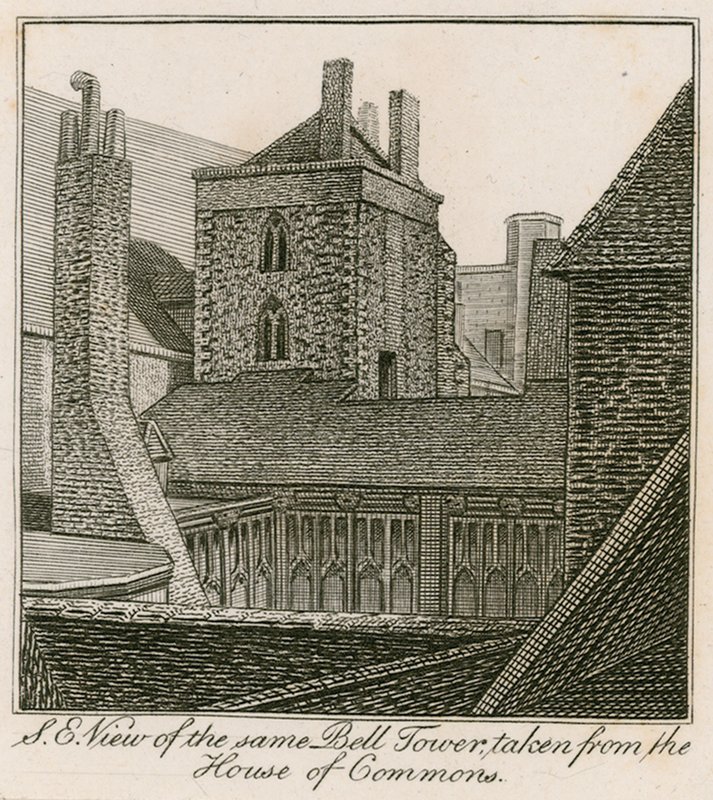 Südostansicht des Glockenturms, St. Stephens Kapelle, vom House of Commons aus gesehen von English School