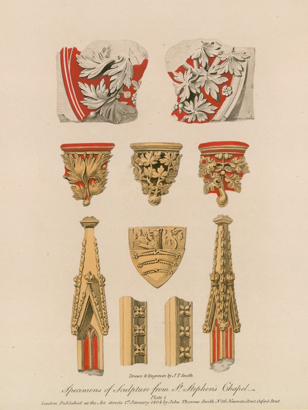 Skulpturenproben aus der St. Stephanskapelle von English School
