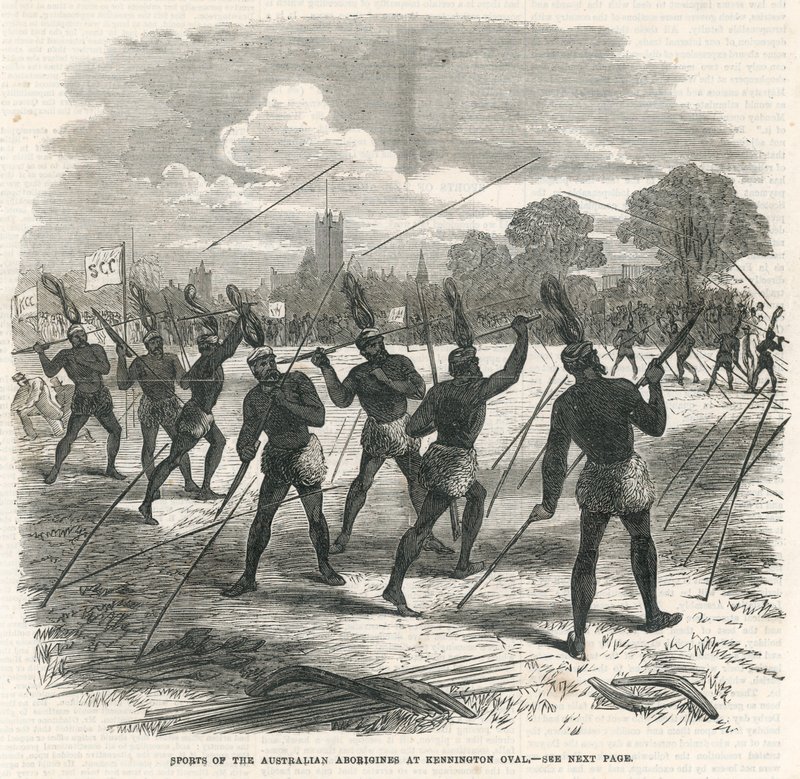 Sport der australischen Aborigines im Kennington Oval von English School