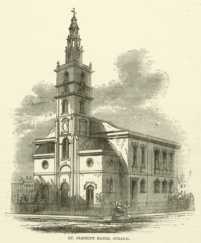 St. Clement Danes, Strand (Gravur) von English School