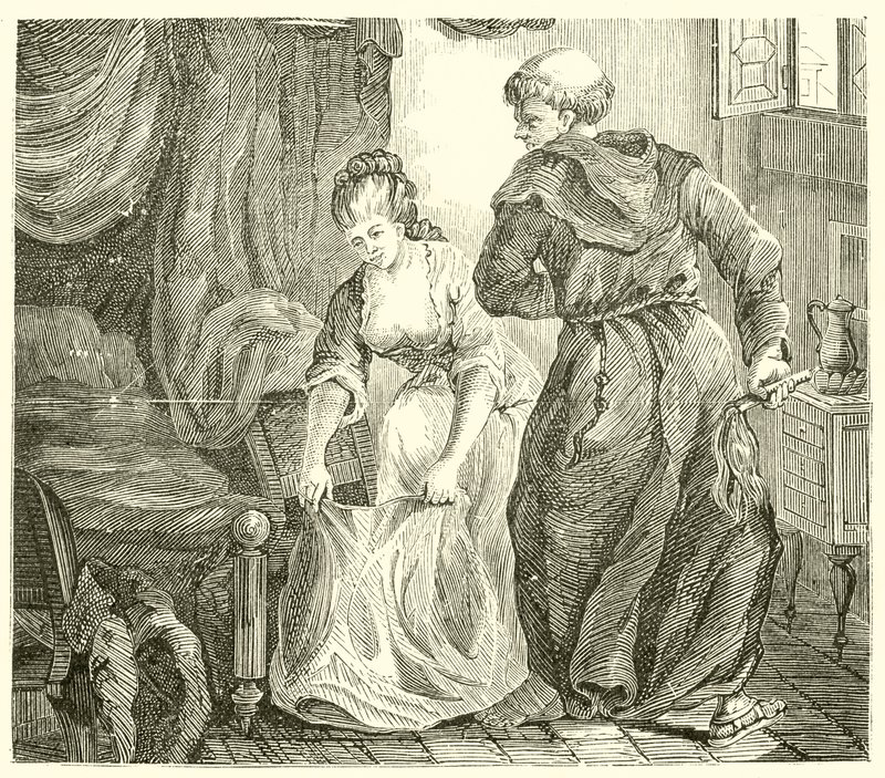 Der heilige Edmund, Bischof von Canterbury, wurde während seines Studiums in Paris von einer sehr schönen jungen Frau gequält von English School