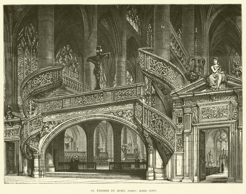 St Etienne du Mont, Paris, Lettner (Gravur) von English School