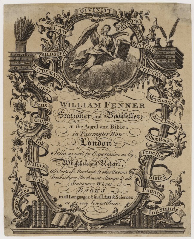 Schreibwaren- und Buchhändler, William Fenner, Visitenkarte von English School