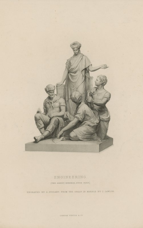 Statue, die Ingenieurwesen darstellt, die das Albert Memorial schmückt von English School