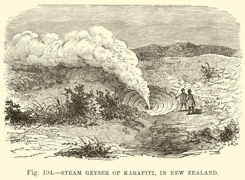 Dampfgeysir von Karapiti, in Neuseeland von English School