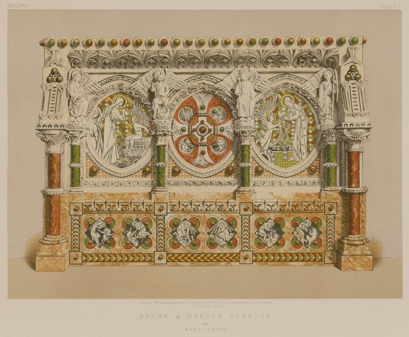 Stein- und Marmorreredos von Earp, London von English School