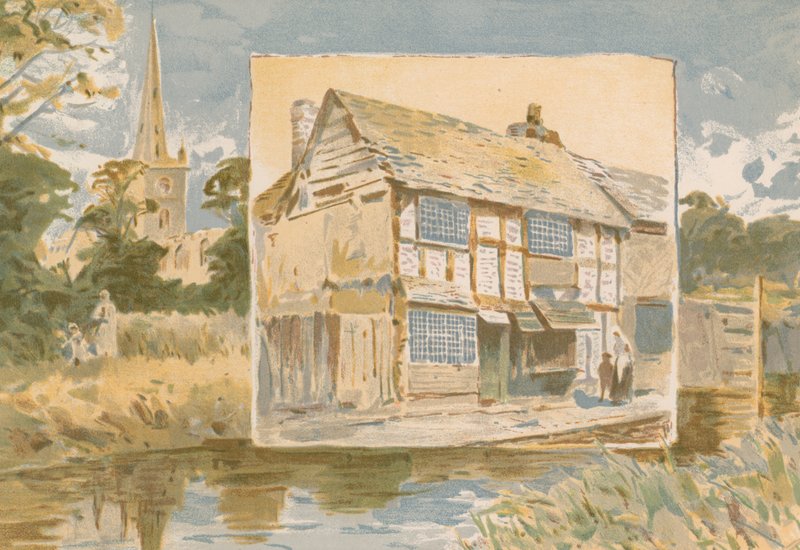 Stratford-on-Avon und Shakespeares Haus vor der Restaurierung von English School