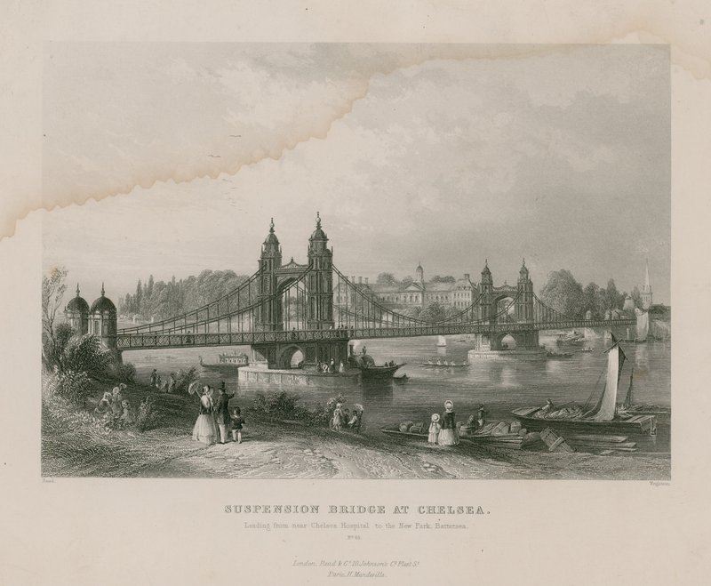 Hängebrücke in Chelsea, nahe dem Chelsea Hospital zum neuen Park, Battersea von English School