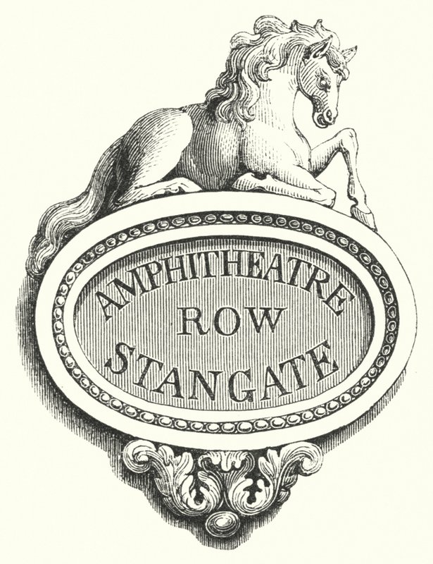 Schilder für Straßenecken, Amphitheatre Row, Stangate (Gravur) von English School