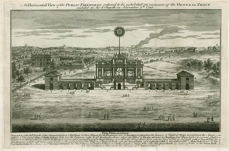 Tempel zu Ehren des Friedens von Aachen 1749 von English School