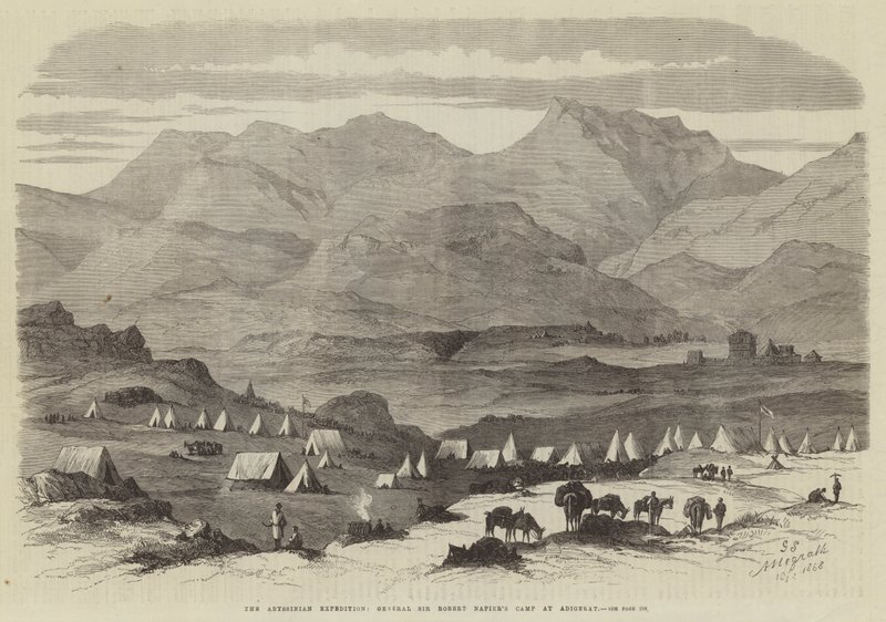 Die abessinische Expedition, das Lager von General Sir Robert Napier in Adigerat von English School