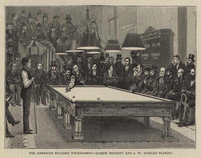 Das amerikanische Billardturnier, Joseph Bennett und S W Stanley beim Spielen von English School