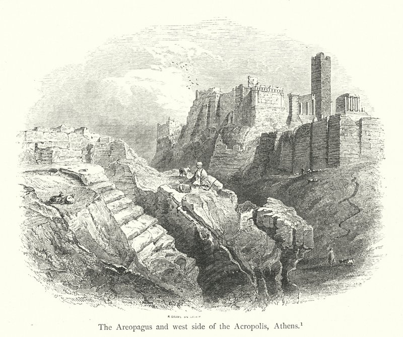 Der Areopag und die Westseite der Akropolis, Athen von English School