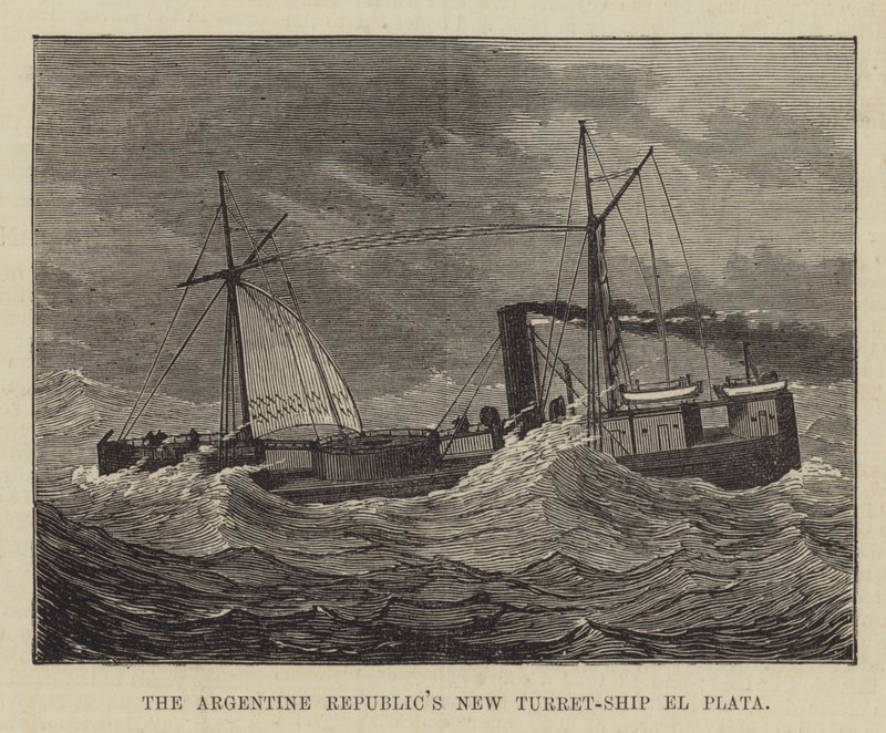 Das neue Turmschiff der Argentinischen Republik, El Plata (Gravur) von English School
