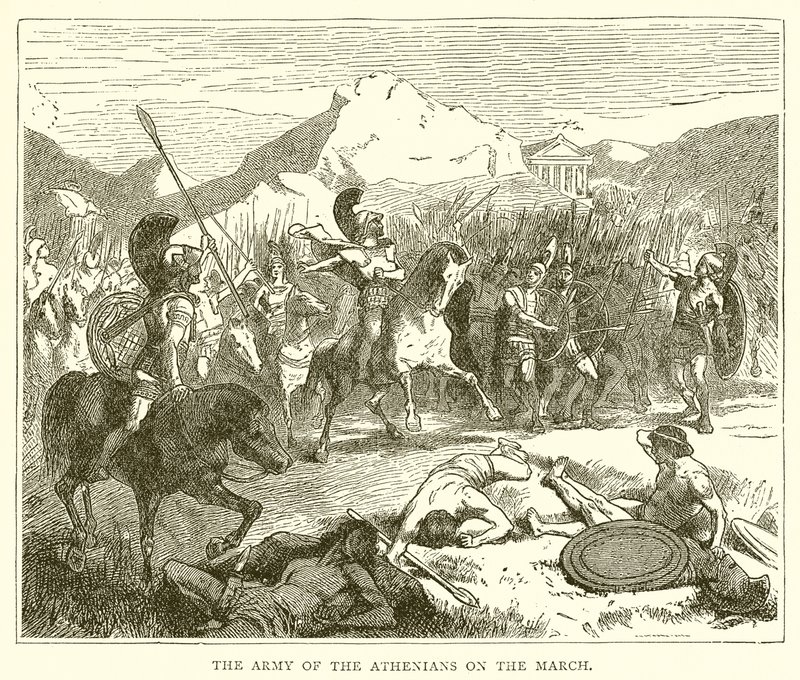Die Armee der Athener auf dem Marsch von English School