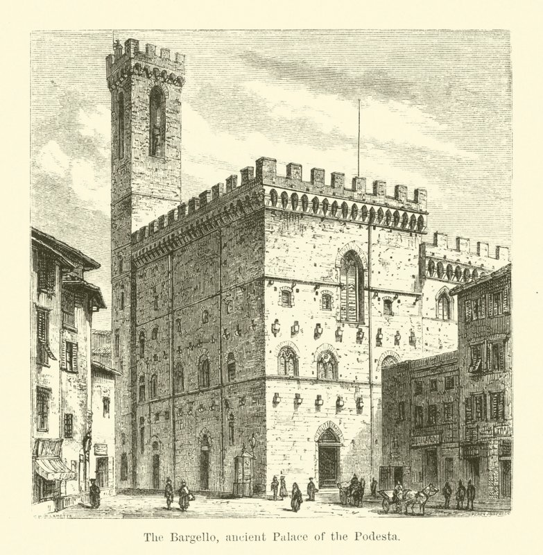Das Bargello, ehemaliger Palast des Podesta (Gravur) von English School