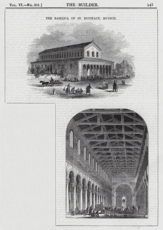 Die Basilika St. Bonifatius, München (Gravur) von English School