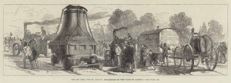 Die große Glocke für St. Paul, Prozession auf dem Weg nach London (Gravur) von English School