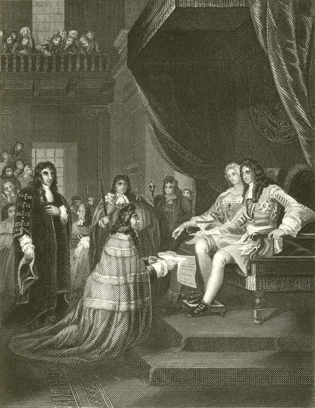 Die Bill of Rights präsentiert an William und Mary von English School