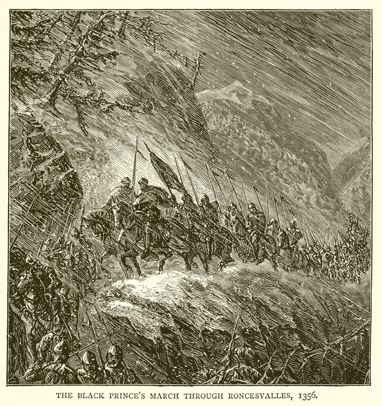 Der Marsch des Schwarzen Prinzen durch Roncesvalles, 1356 von English School