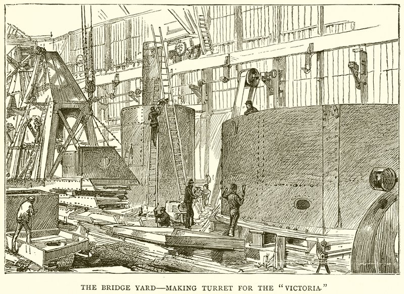 Die Brückenwerft - Herstellung des Turms für die Victoria von English School