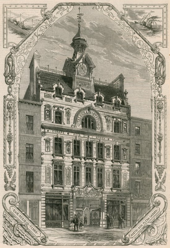 Die Büros der British and Irish Magnetic Telegraph Company, Threadneedle Street, London von English School