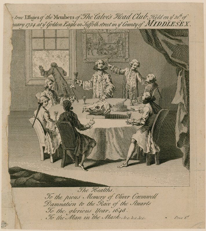 Der Calves Head Club, abgehalten am 30. Januar 1734 im Golden Eagle in der Suffolk Street von English School