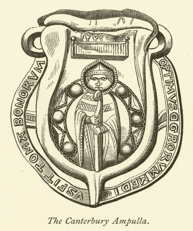 Die Canterbury Ampulle (Gravur) von English School